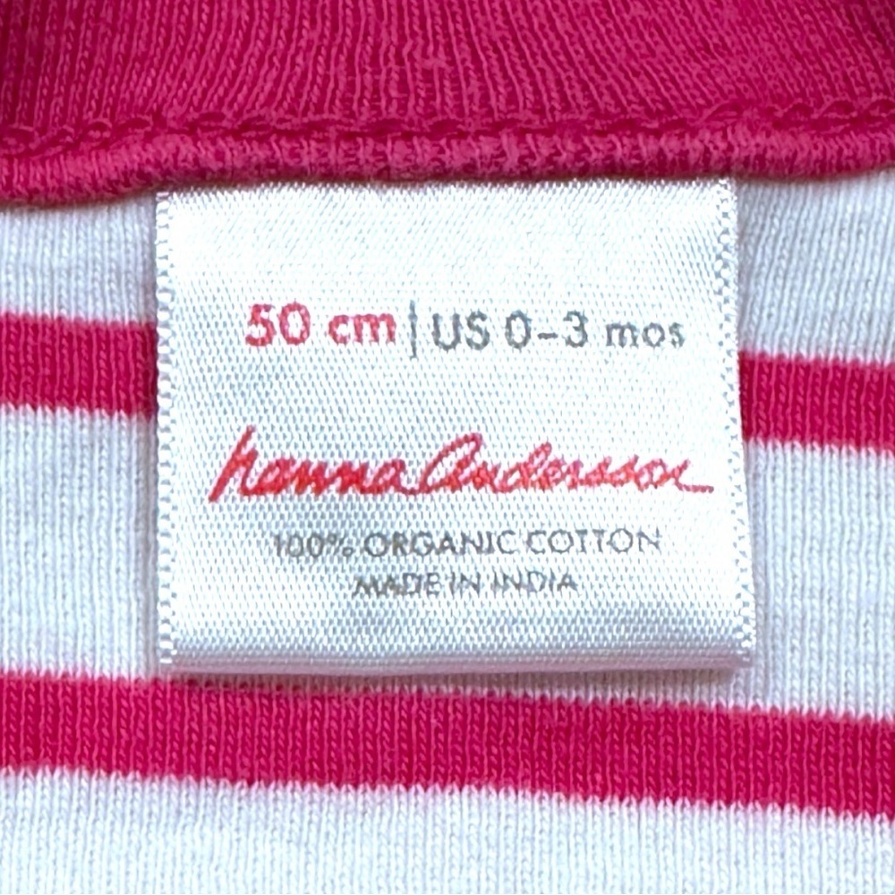 Hanna Andersson Pink & White Striped Organic Cotton Bodysuit 0–3 Months - Picture 2 of 4